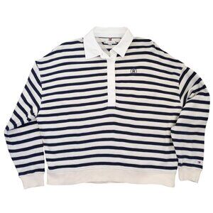 Tommy Hilfiger Striped Rugby Shirt Women’s Size S – NavyWhite 100% Cotton